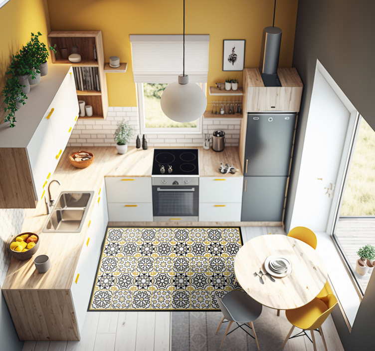 Portuguese motif  kitchen floor tiles - TenStickers