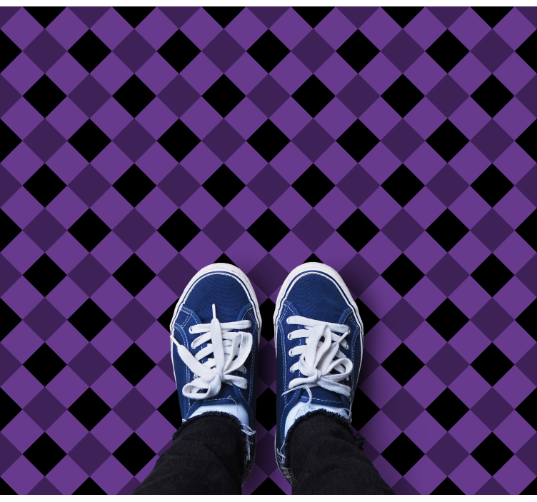 Purple Checker Pattern geometric vinyl rug - TenStickers