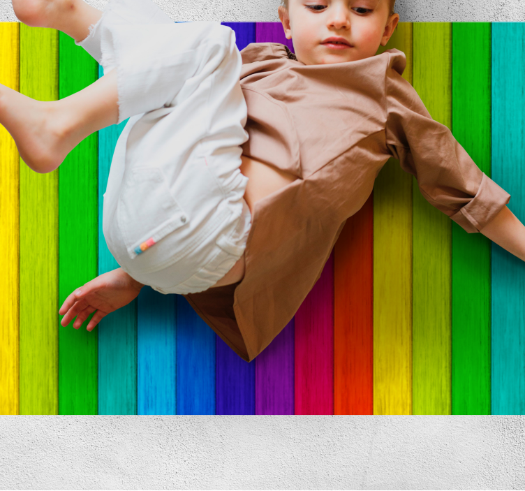 Rainbow Striped Layout wood vinyl rug - TenStickers