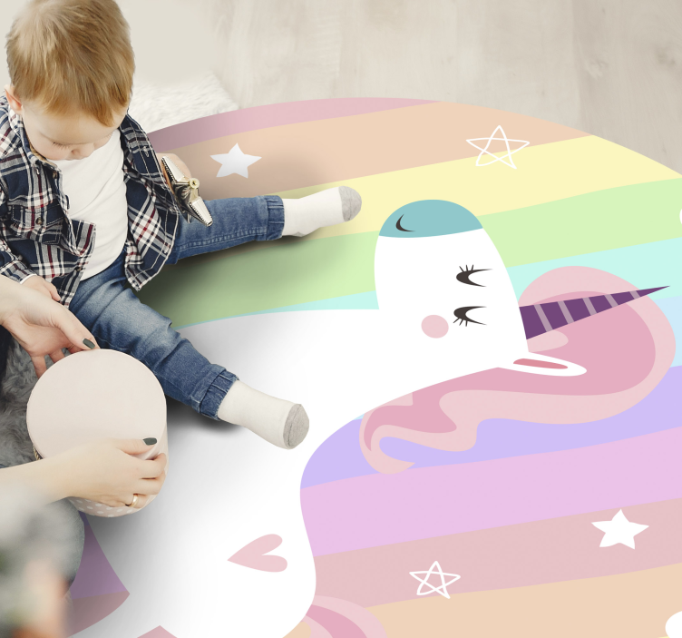 Watercolor background with unicorn animal rug - TenStickers