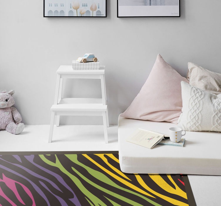 Rainbow zebra print animal print vinyl rug - TenStickers
