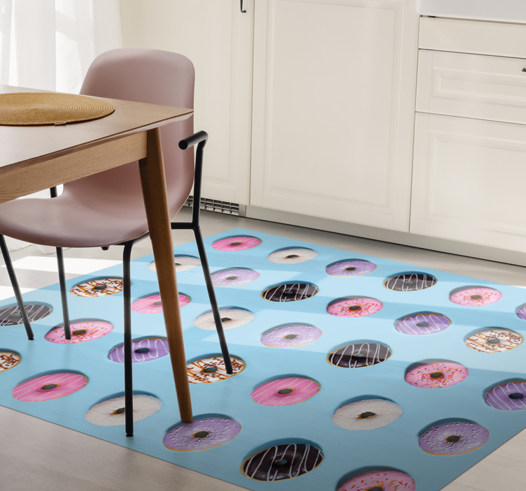 Realistic donuts pattern dining room rug - TenStickers