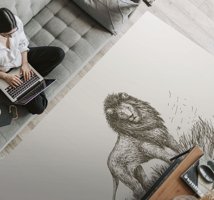 Realistic Lion animal rug - TenStickers