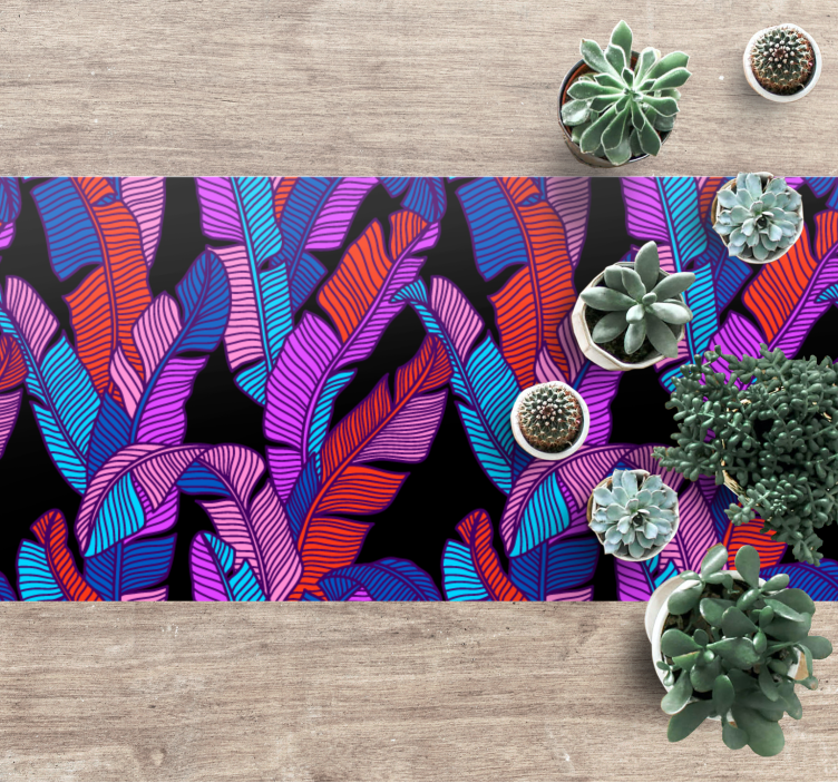 Rectangle psychedelic leaves pattern rug - TenStickers