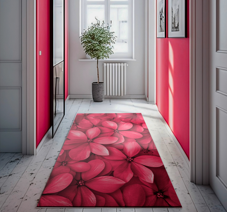 Red Digital Flowers hallway runner - TenStickers