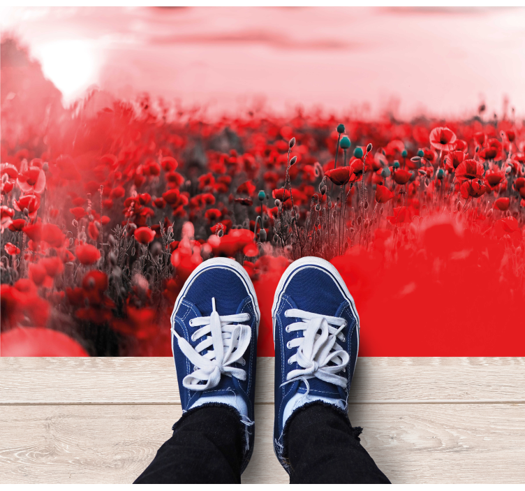 Red Floral Scene flower vinyl rug - TenStickers