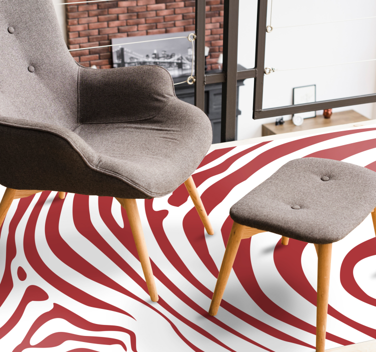 Red zebra stripes animal print vinyl rug - TenStickers