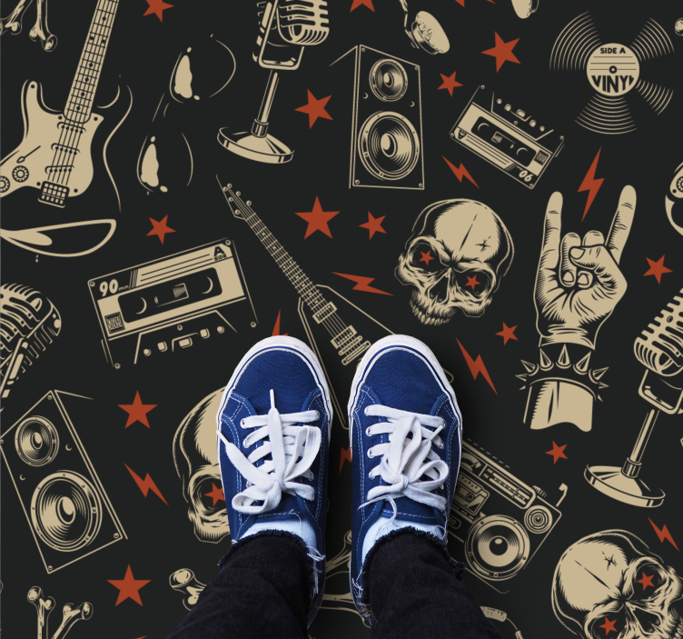 Rock Music Theme teenager vinyl rug - TenStickers