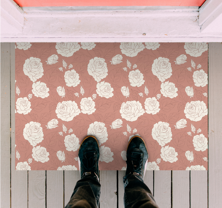 Rose Pattern Overlay flower vinyl rug - TenStickers