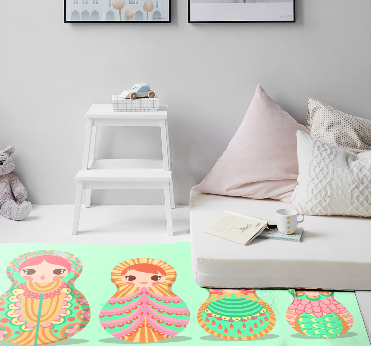 Russian doll polka dots kids vinyl rug - TenStickers