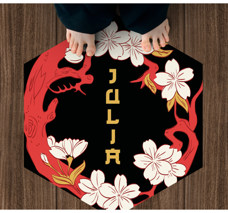 Sakura branch with flowers and name- mat - TenStickers