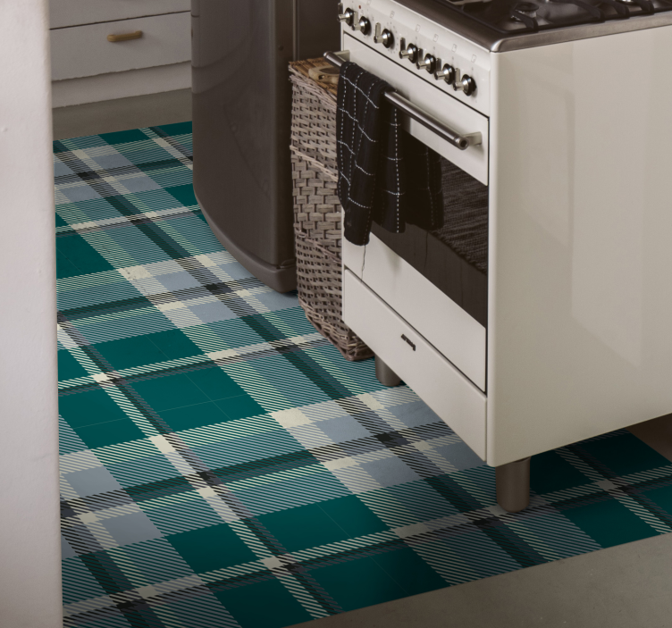 Scottish checked pattern kitchen floor tiles - TenStickers