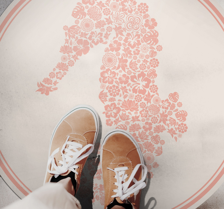 Seahorse Floral Design flower vinyl rug - TenStickers