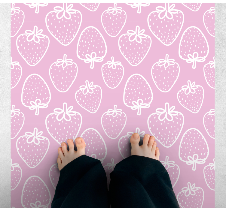 Seamless pink strawberry gift wrap floor tiles - TenStickers