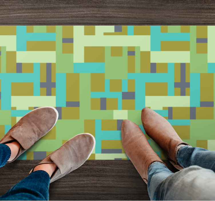 Gren colour segments geometric vinyl rug - TenStickers