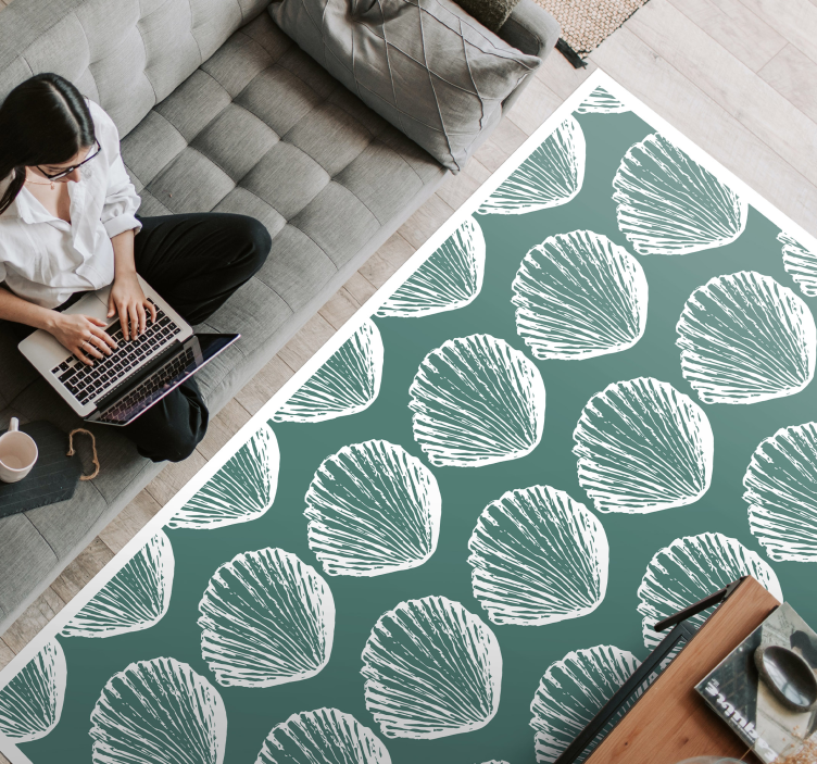 Shell Pattern flower vinyl rug - TenStickers