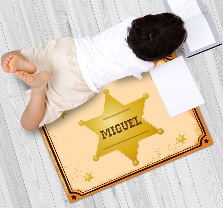 Sheriff Badge with name vinyl rug with name - TenStickers