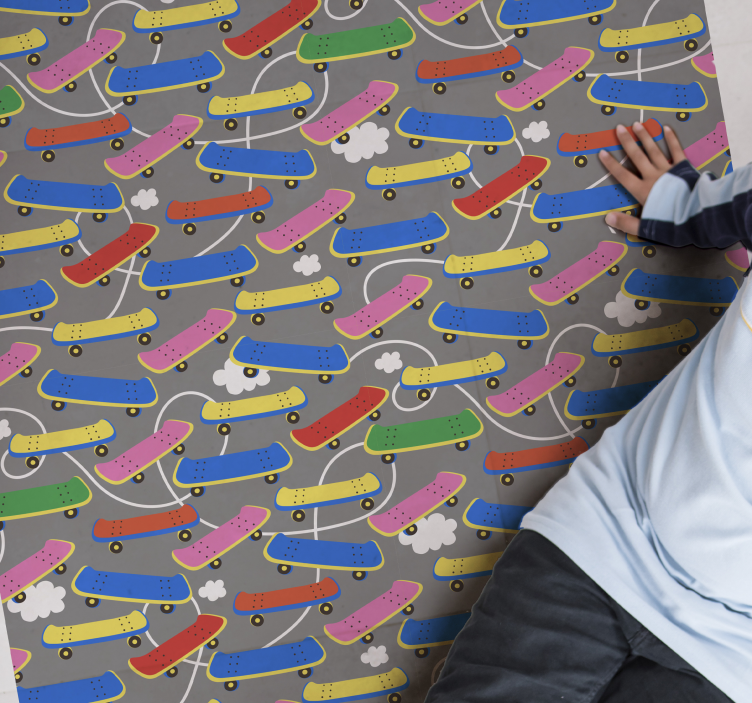 Skateboard Pattern vinyl rug - TenStickers
