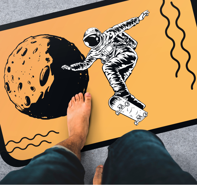 Skateboarding astronaut vinyl rug - TenStickers