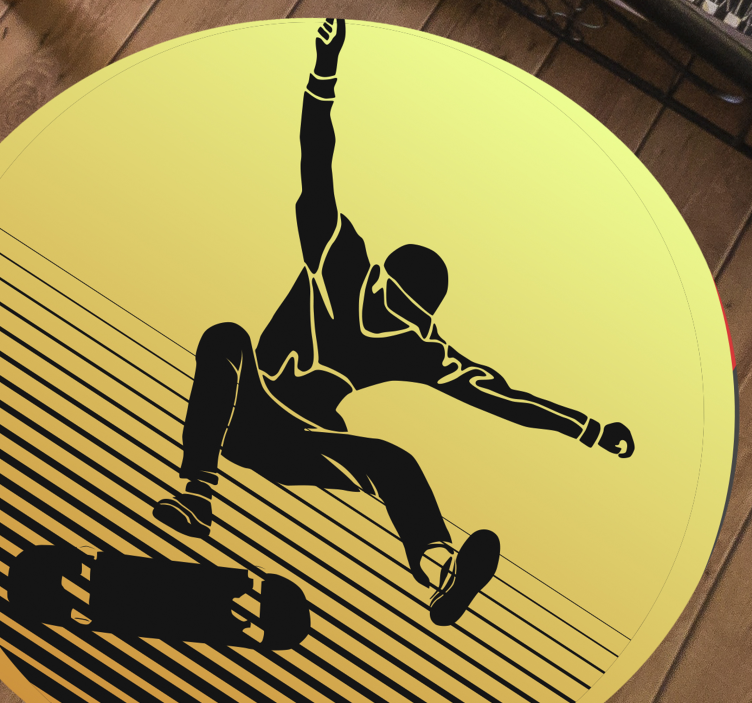 Skateboarding Silhouette teenager vinyl rug - TenStickers