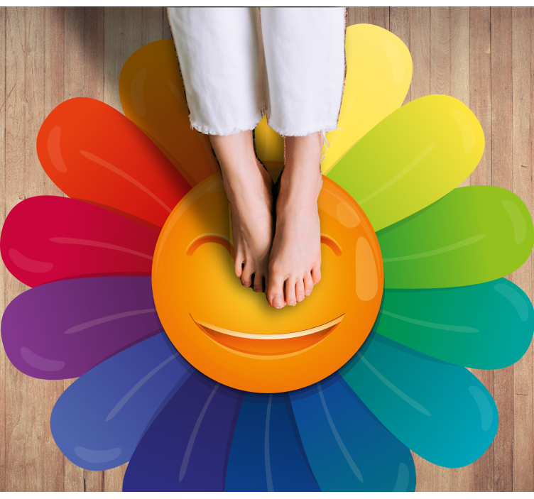 Smiley Flower Print vinyl rug - TenStickers