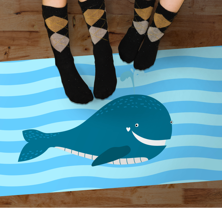 Smiling Whale Illustration playroom rug - TenStickers