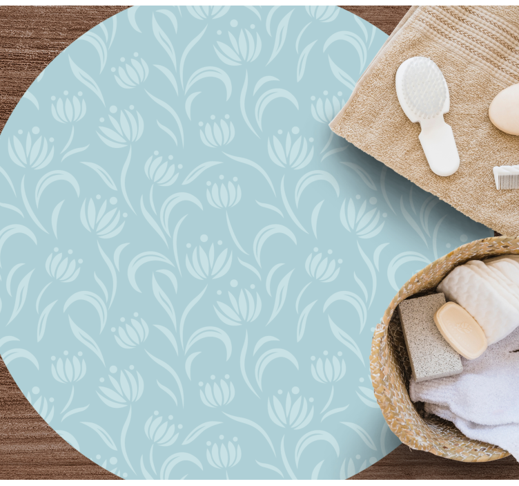 Blue soft pattern flower vinyl rug - TenStickers