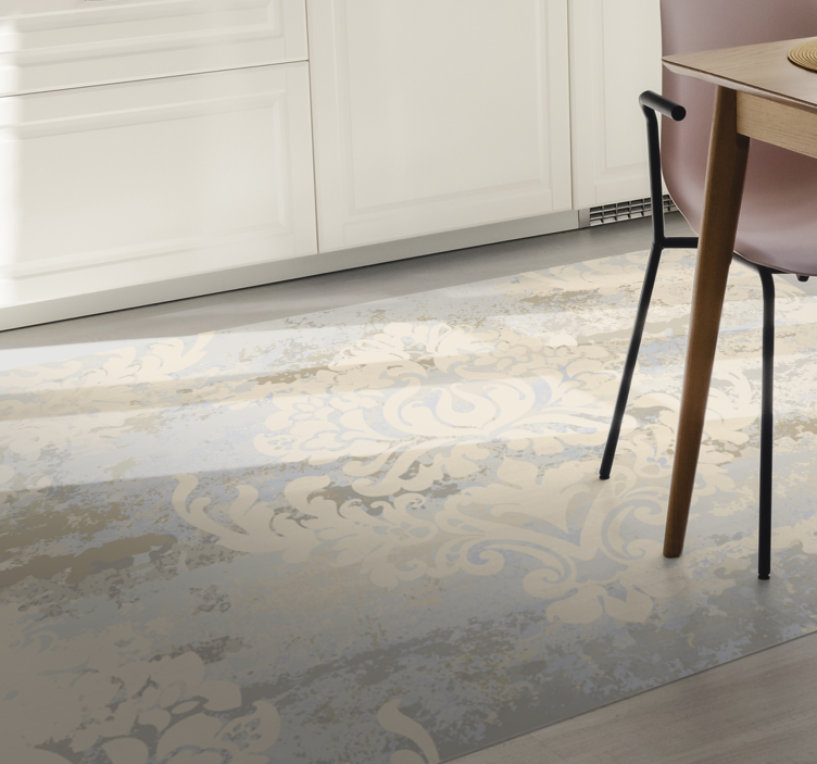 Sophisticated Damask dining room vinyl rug - TenStickers