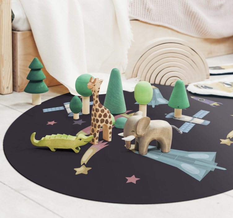 Spacecraft Exploration kids vinyl rug - TenStickers