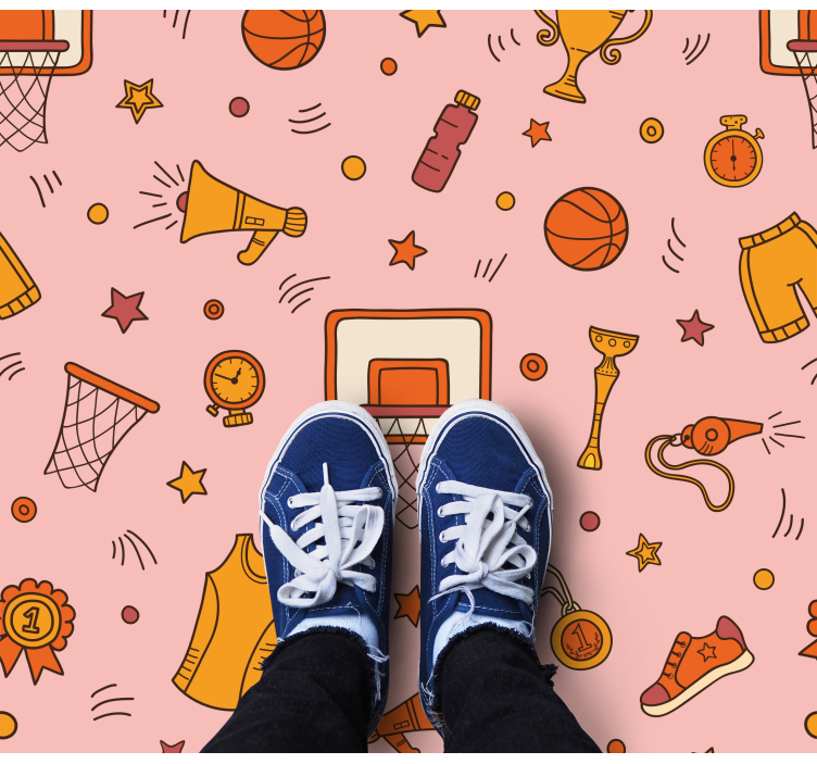 Sporty Fun Elements gaming vinyl rug - TenStickers