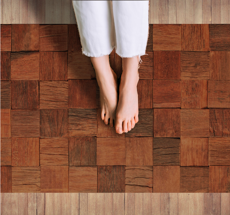 Square wood pattern wood effect vinyl rug - TenStickers