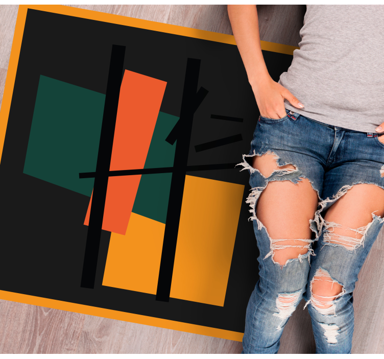 Squares and rectangles abstract art rugs - TenStickers