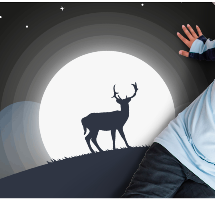 Stag Under Moon circular vinyl rug - TenStickers