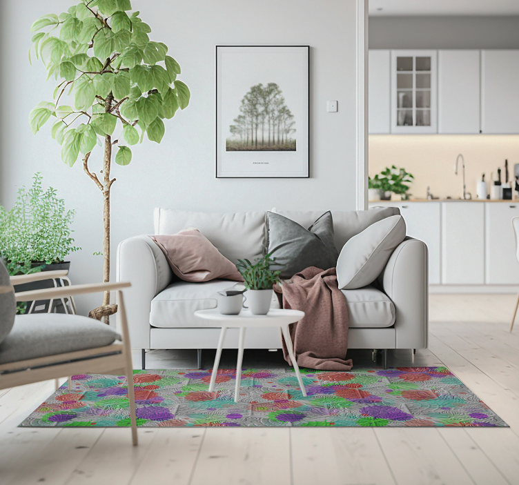 stained Gaudi tiles living room rug - TenStickers