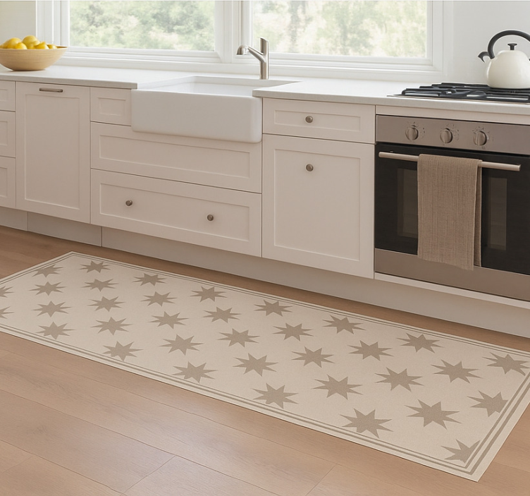 Starry beigemotif kitchen vinyl rug - TenStickers