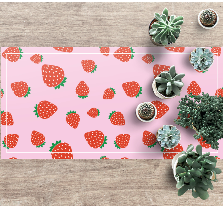 Strawberries pattern vinyl rug - TenStickers