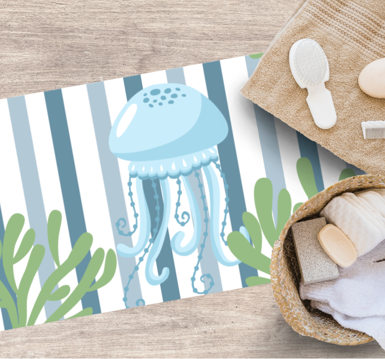 Striped Jellyfish Ocean animal mat - TenStickers