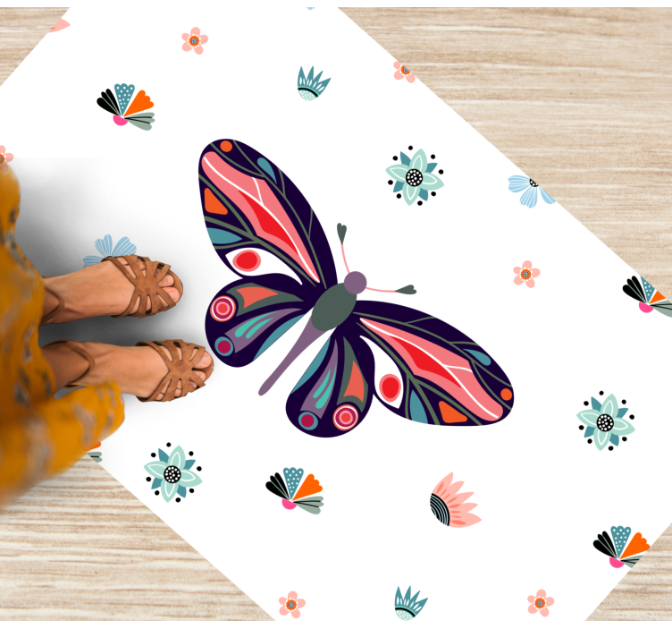 Stylish colorful butterfly bedroom rug - TenStickers
