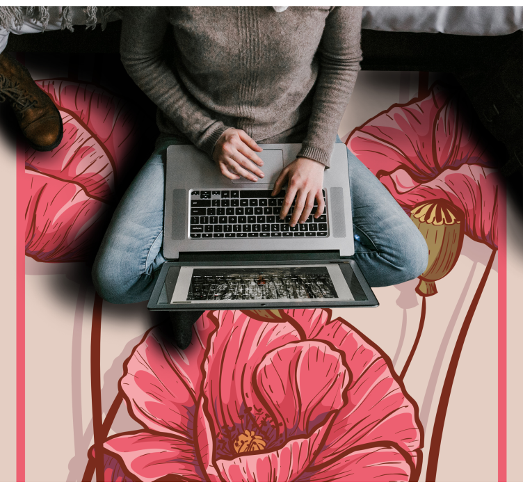 Stylish Floral Design flower vinyl rug - TenStickers