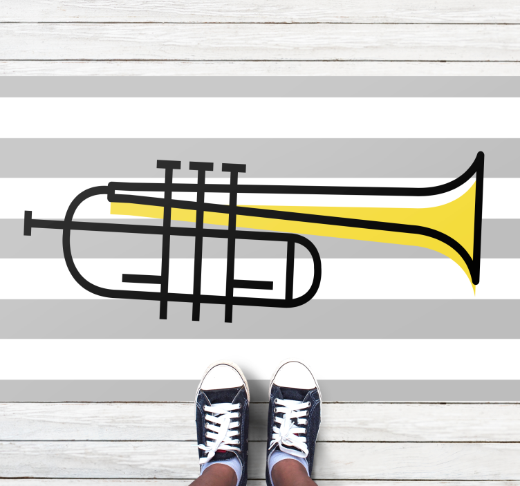 Stylish Trumpet Illustration stripes vinyl rug - TenStickers