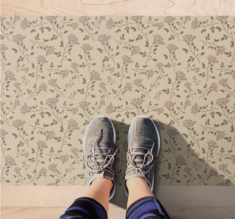 Subtle Floral Motif flower vinyl rug - TenStickers