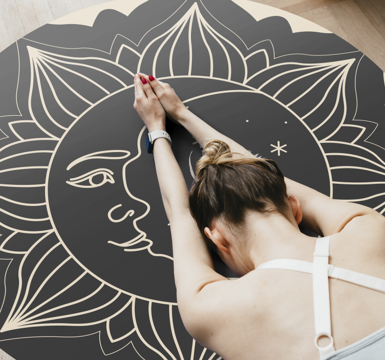 Sun and Moon mandala vinyl rug - TenStickers
