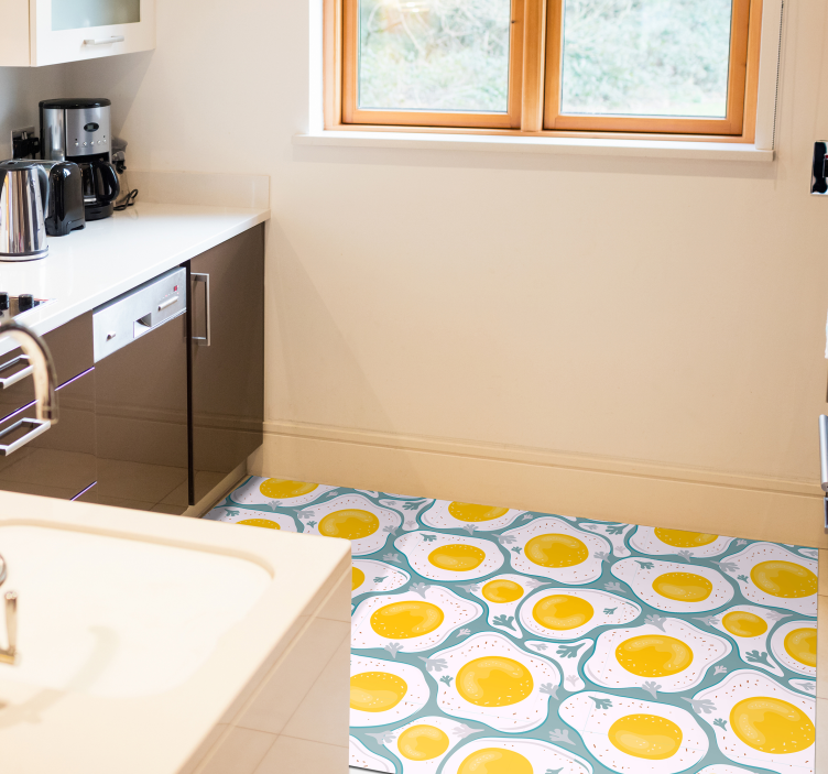 Sunny Egg Pattern kitchen vinyl rug - TenStickers