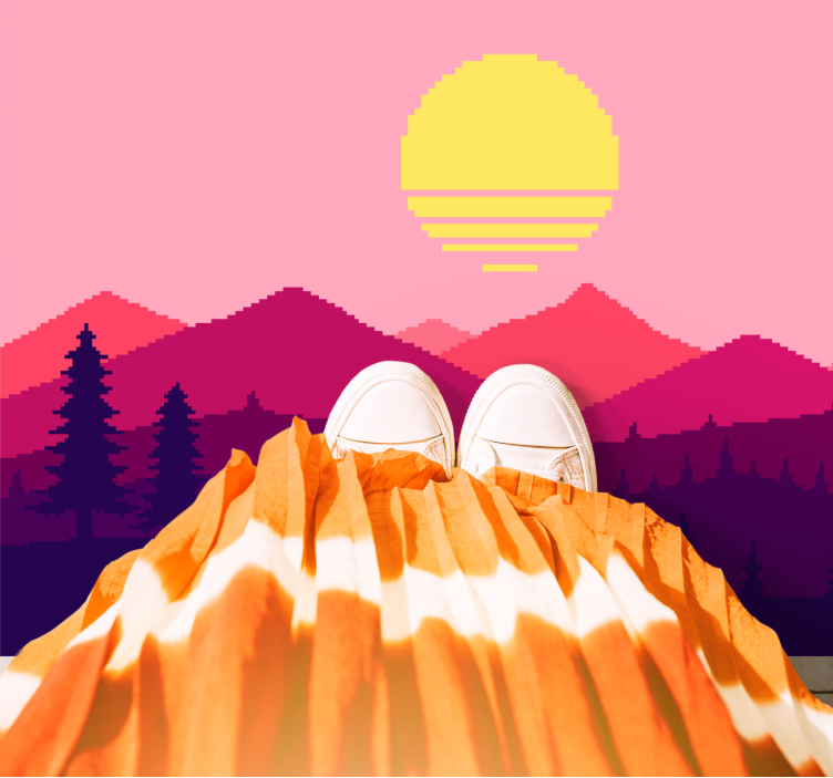 Sunset mountain view nature vinyl rug - TenStickers