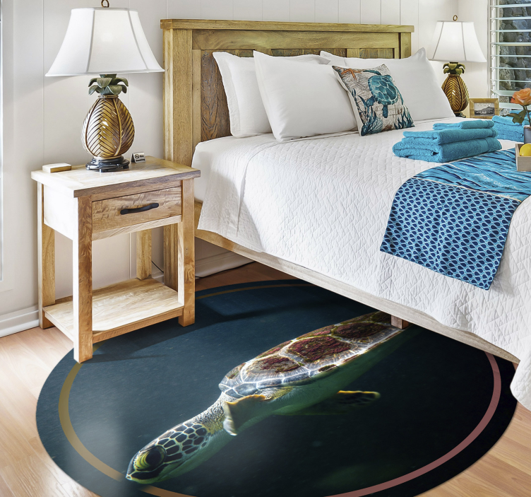 Swimming turtle animal vinyl rug - TenStickers