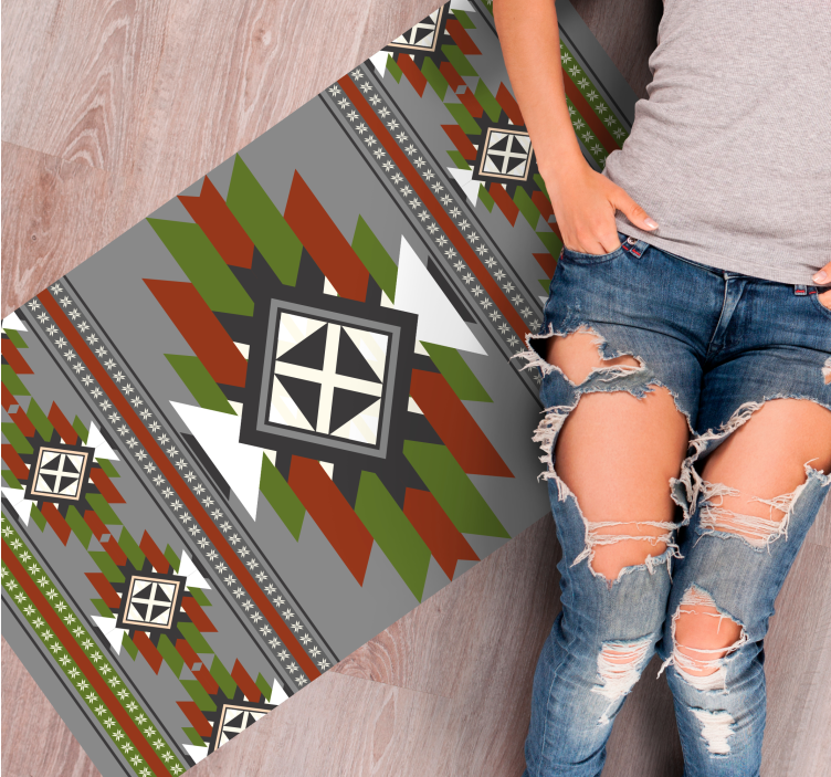Textured Geometric Pattern ethnic vinyl rug - TenStickers