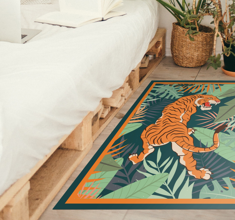 Tiger roaring animal vinyl rug - TenStickers