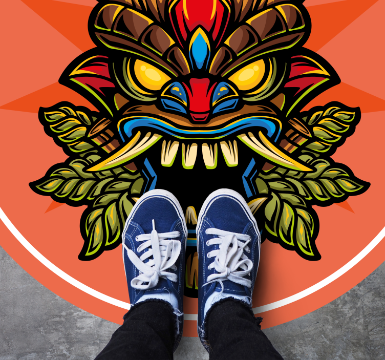 Tiki Mask teenager vinyl rug - TenStickers