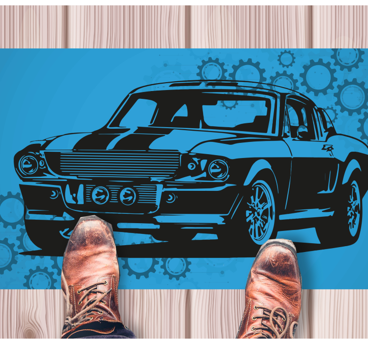 Timeless Automobile Depiction vinyl rug - TenStickers