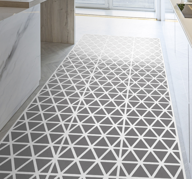 Triangular grey element kitchen vinyl rug - TenStickers